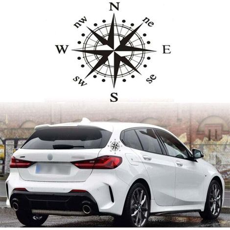 Adesivo bussola in vinile da 15 cm per cofano auto e camper, ideale per la modifica degli esterni. (1/4)