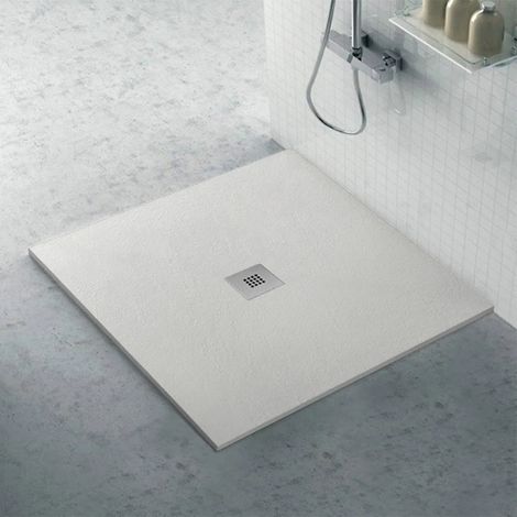 Piatto doccia resina 70x70 su misura ghiaccio effetto pietra Karen (1/5)