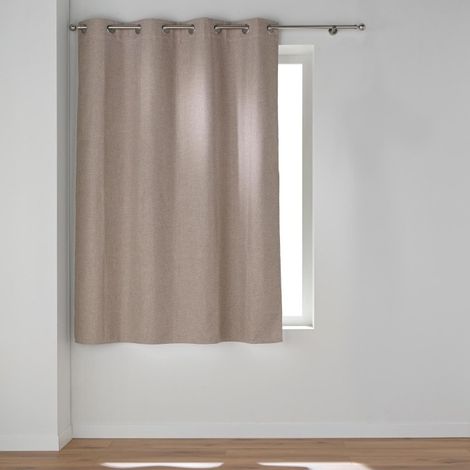 Rideau court occultant à œillets en chambray uni Lin 140x180 cm (1/5)
