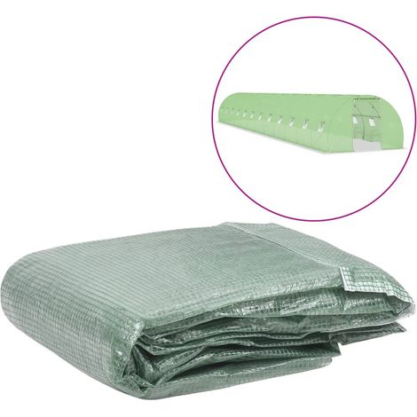Couverture de remplacement de serre Bâche de rechange Serre de Jardin (54 m²) 300x1800x200cm Vert NSME9342 (1/4)