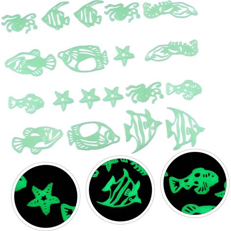 Lot de 4 stickers muraux lumineux poissons tropicaux (1/5)