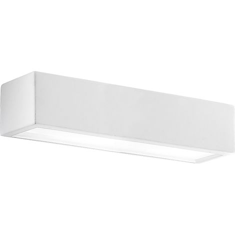 ELMER Applique Rettangolare in Gesso Verniciabile per Interni con Doppia Emissione - 2x E27 60W IP20 - Rossini Group A.7225-2XE27 (1/3)