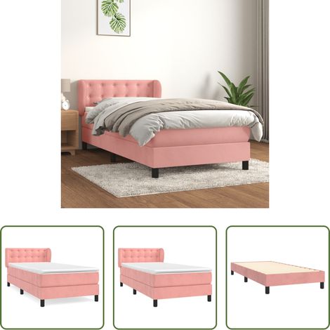 Samtbett - Boxspringbett mit Matratze Rosa 90x200 cm Samt (1/5)