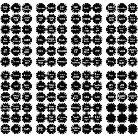 144 étiquettes autocollantes pratiques pour ingrédients et épices (noires)-28X14CM-Black (1/4)