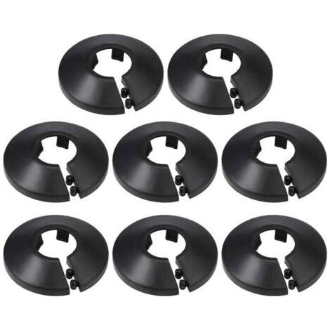16mm Couverture De Tuyau Décoration PP Rosace De Radiateur Couverture De Mur De Tuyau D'eau Noir 8 Pcs
