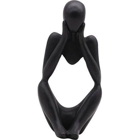 Estatua del Pensador, escultura de resina del Pensador, estatua abstracta, figuras de personajes modernos, decoración del hogar, oficina, escritorio, adorno, regalos de cumpleaños, negro - Crezuo