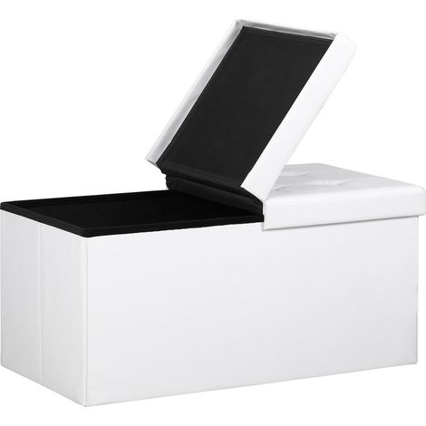 Banco de almacenaje plegable blanco - 100 L, 76 x 38 x 38 cm, MDF (1/5)