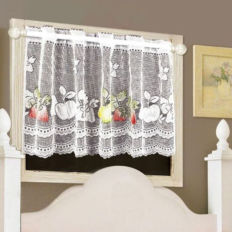 Hollow window valance, short semi-transparent curtain for door/window, short semi-transparent curtain (90 cm wide x 45 cm long, 1 pc)