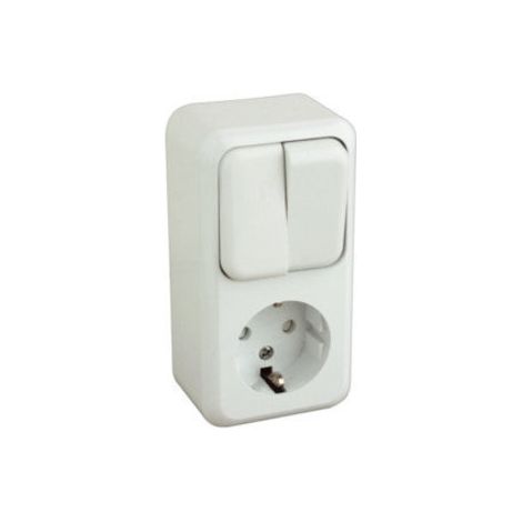 Socle Schuko avec double interrupteur blanc Electro Dh 36.470/BDI/B 8430552107001