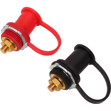 1 paire de bornes de batterie traversantes 250 A, rouge et noir, goujon de 3/8 po, pour voiture, bateau ou camping-car (1/5)