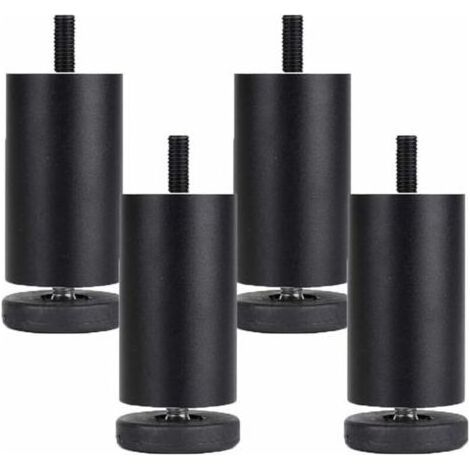 Lot de 4 pieds de meuble réglables en alliage d'aluminium – Hauteur 10 cm – Finition anodisée résistante à la rouille – Pour canapé, lit, table (1/5)