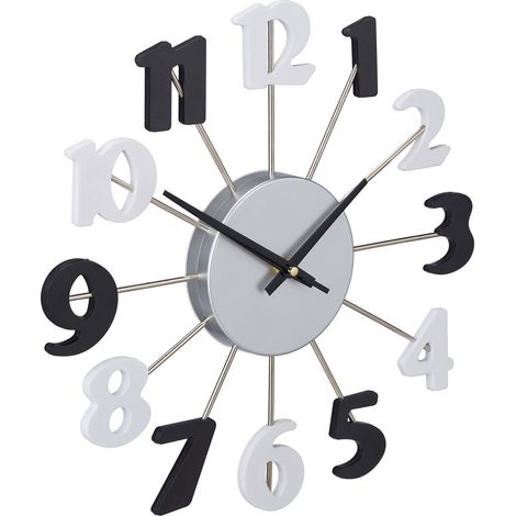 Relaxdays Orologio da Parete, senza Cornice, con Lancetta dei Secondi, Analogico, Salotto, Cucina, D: 35 cm, Nero-Bianco (1/5)
