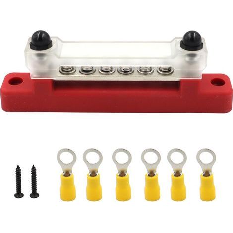 Bloc de distribution d'alimentation CC 12 V-48 V, barre omnibus 150 A avec 2 bornes M6 pour voitures, camions, bateaux (rouge) (1/5)