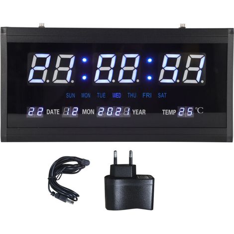 LED calendrier perpétuel numérique horloge suspendue salon bureau mur (1/5)