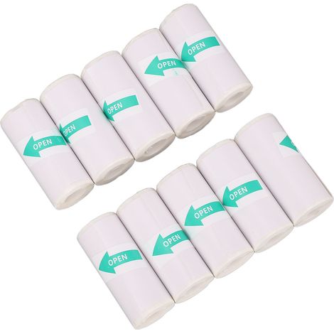 Lot de 10 rouleaux papier thermique autocollant PVC 57x25mm pour imprimante portable appareil photo étiqueteuse (1/5)