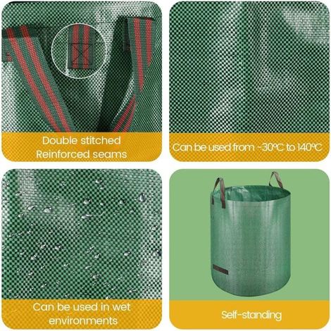 Set of 3 bags of gardening, bags of waste verts, autoportants 272l, big bag with handles, waterproof, foldable and reusable, bag of gardening (1/3)
