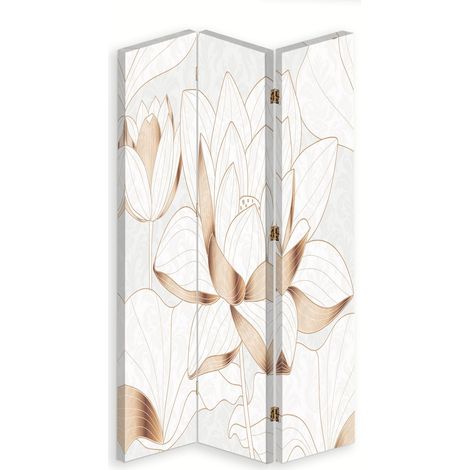 Paravento bilaterale 360, Fiore di loto in beige - 110x170 (1/5)