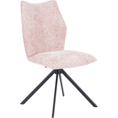 Home Heavenly® - Pack 2 sillas giratorias NENA, tapizadas, 180º con retorno, patas negras, 63x48x93 cm. Color: Rosa (1/5)