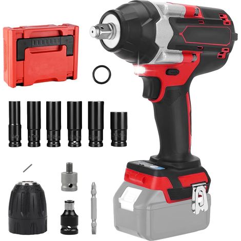 Cordless Impact Wrench, 1000Nm Brushless Impact Gun 1/2 inch Compatible with Makita 18V Battery, Electric Wrench Driver with 6 Sockets, Variable Speed, Battery Not Included (1/5)