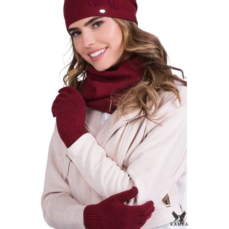 Bufanda tubular Komin04 para mujer, color burdeos. (1/3)