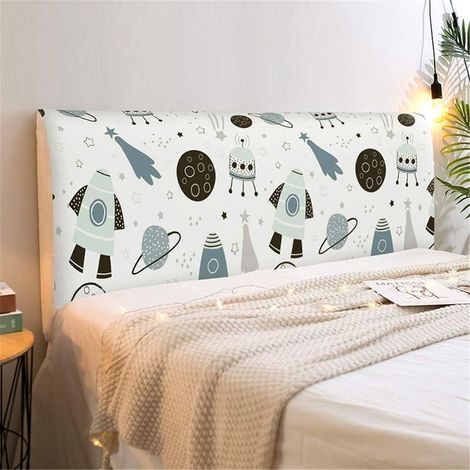Fundas para cabecero, Estampado elástico, Funda antipolvo para cabecero, Funda protectora antipolvo para cabecero, Decoración moderna para dormitorio (Cohete, 150 cm) (1/5)