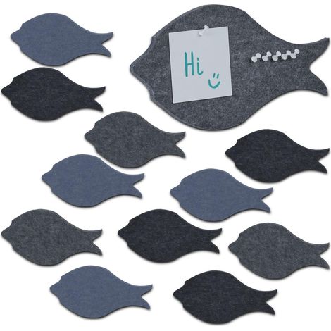 Bunte pinnwand aus filz - fische - 12 tlg 88310