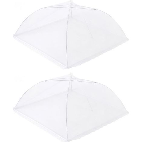 Lot de 2 Cloches Alimentaires Pliables - Maille Dense et Cadre Métal - Protection Anti-Insectes - Idéal Picnic et Extérieur - 32x32 cm (1/5)