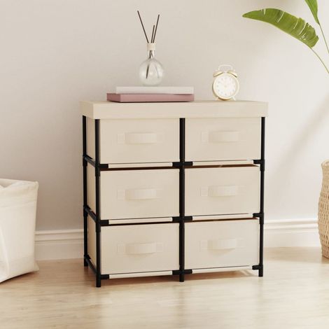 Lagerschrank mit 6 Schubladen 55×29×55 cm Creme Stahl