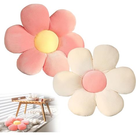 Flower Floor Cushions, 15x15 Inch Flower Floor Cushion, Soft Petal Shaped Cushion for Bedroom Sofa Couch Sofa (White and Pink) (1/5)