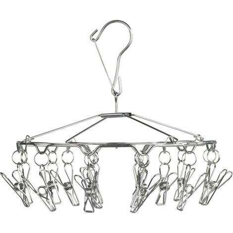 Séchoir inox pliable 18 pinces acier inoxydable (1/5)