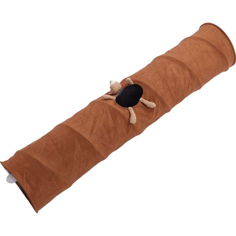 Tunnel pour chat droit en suédine, rangement facile, jouet pliable anti-ennui, motif dessin animé (1/5)