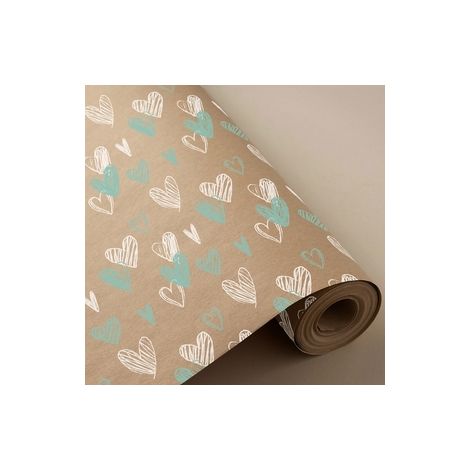 BOBINA PAPEL REGALO 62 CM 95 MTS. CORAZONES ECO KRAFT