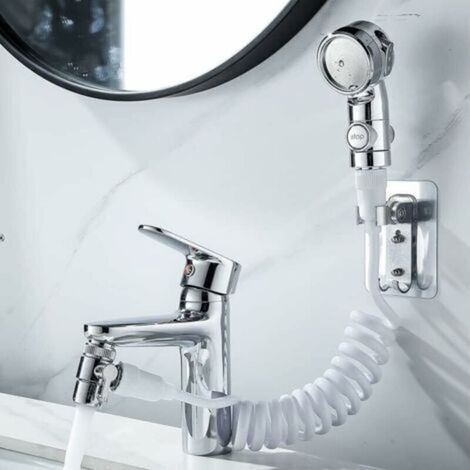 Douchette pour lavabo de salle de bain, pommeau de douche universel, tube télescopique, parfait pour laver les cheveux ou nettoyer l'évier et le bidet (1/4)