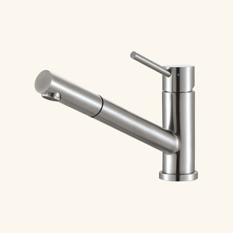 Robinet douchette inox massif LOUISE – Hauteur sous bec 120mm – Bec droit mono-jet – Débit 9.13 l/min – Rotation 140° – Luisina (1/5)