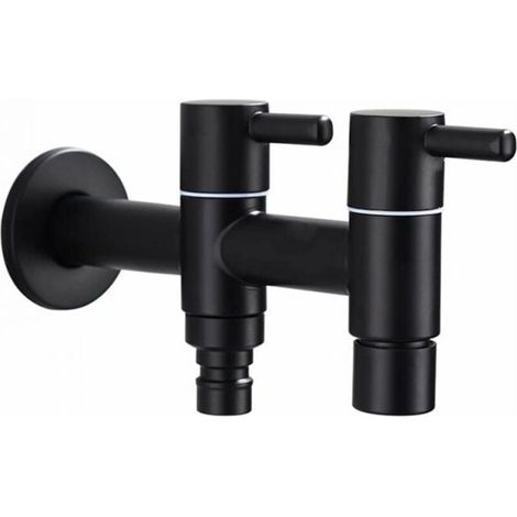 Rubinetto a parete per acqua fredda in acciaio inox, lavabo esteso, rubinetto doppio lungo per piscina, giardino, bagno, interfaccia lavatrice a 6 punti (1/5)