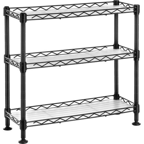 Étagère à Épices à 3 Niveaux, Étagère de Cuisine en Métal avec Planches en Plastique, Étagère de Rangement, Étagères Réglables en Hauteur, 40 x 15 x 39,5 cm, Noir (1/4)