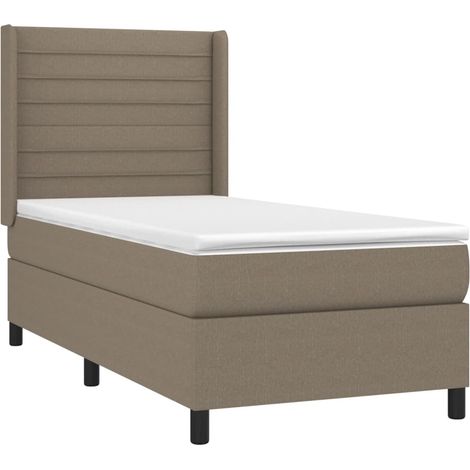 Sommier à lattes de lit avec matelas Taupe 100x200 cm Tissu vidaXL (1/5)
