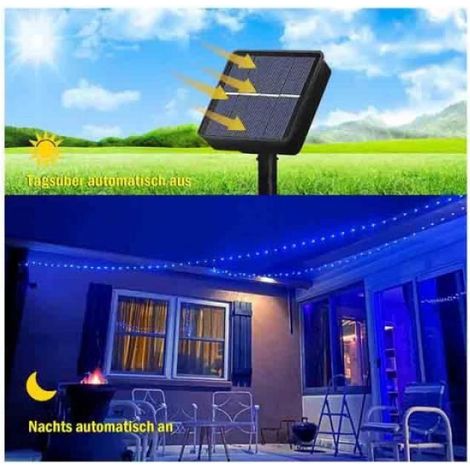 Guirlande Lumineuse Exterieure Solaire 15m 150 LED Guirlande Noel Solaire en Fil Cuivre avec 8 Modes, pour la Décoration Extérieur, (1/4)