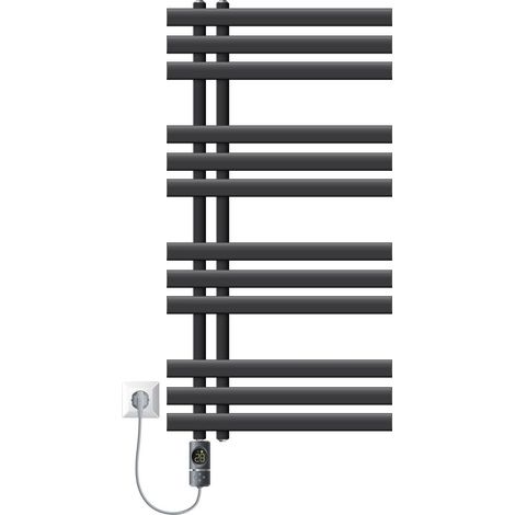 LuxeBath Radiatore Elettrico Iron EM 500 x 1000 mm Termosifone in Acciaio Antracite Calorifero con Elemento Riscaldante 600 W con Termostato e Display Digitale Scaldasalviette per Bagno Modalità Timer (1/5)