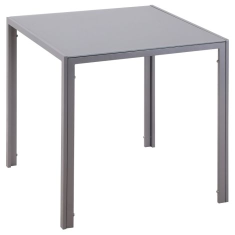 Modern Square Glass Dining Table for 2-4 People with Metal Legs for Dining Room and Living Room in Stylish Grey Finish