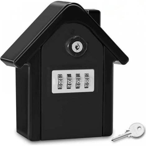 Cassetta di sicurezza a muro con codice digitale e chiave di riserva, cassetta di sicurezza grande, cassetta di sicurezza per esterni (nera) 1513.55.5 cm (1/4)