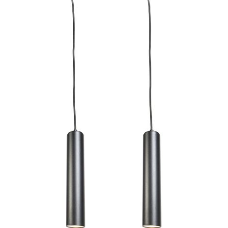 QAZQA + Lampada a sospensione tuba - Moderno - Acciaio - Nero - Cilindro/Oblungo Max. 2 x Watt
