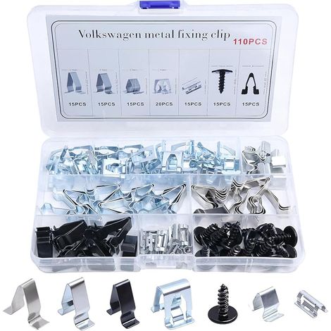 110 Pièces Clips de Fixation Voiture, Clips de fixation en métal pour garniture intérieure de porte avant de voiture, clips de fixation pour console avant de voiture, Adaptés à la Plupart des (1/5)