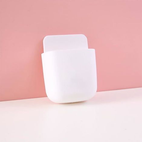4 Pièces Blanc Mur Monté Télécommande Boîte De Rangement Auto-adhésif Support De Télécommande Téléphone Charge Rack Support pour (1/5)