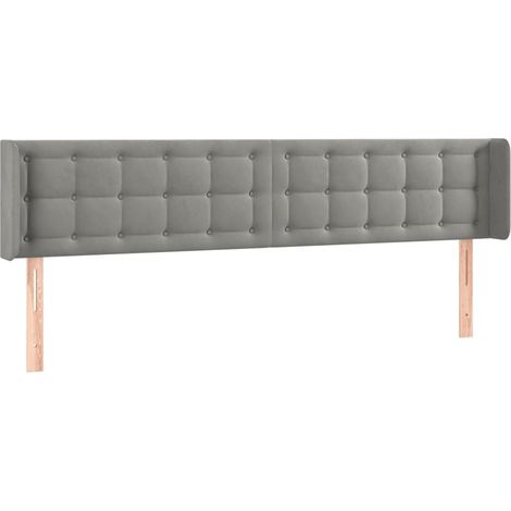 Testiera accessorio letto mobile camera imbottita con bordo laterale 163 x 16 x 78/88 cm tessuto velluto grigio chiaro TDL0205224