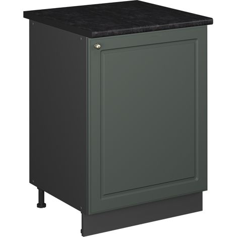Mobiletto base cucina Fame-Line, Verde-oro rustico/Antracite, 60 cm 1 anta con piano di lavoro, Vicco (1/5)