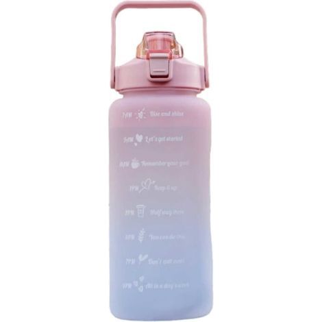 2L pink water bottle with straw and time indicator (1/4)