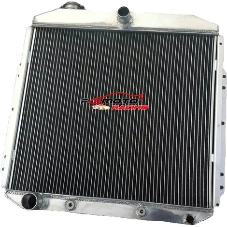 Radiador, totalmente de aluminio, tamaño del núcleo 575 mm x 510 mm x 42 mm, tamaño total 670 mm x 635 mm x 70 mm, entrada/salida 38 mm/45 mm, compatible con camiones Ford de 1953 a 1956. (1/5)
