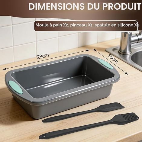 Silicone Cake Moulds, Silicone Mould with Brush + Spatula, Cake Mould 28 x 15 x 6.5 cm, Cake for Cakes, Bread, Lasagna, Brownies (1/4)