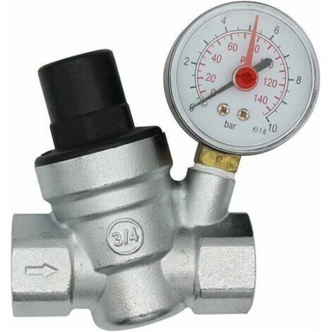 Robinet DN20, robinet 3/4 pouce avec manomètre, état GU.B/Bon (1/5)